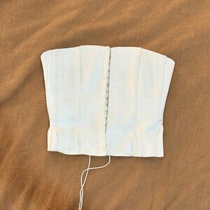 Danielle Guizio Strapless Satin Corset - White